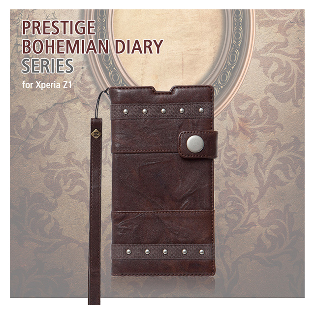 【XPERIA Z1 ケース】Prestige Bohemian Diary ダークグレーサブ画像