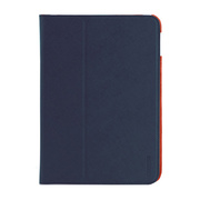 【iPad(9.7inch)(第5世代/第6世代)/iPad Air(第1世代) ケース】LeatherLook Classic with Front cover Navy Blue/Valencia Orange