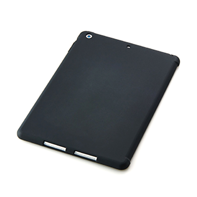 【iPad Air(第1世代) ケース】スマートカバー対応 抗菌シリコンケースセット(ブラック)