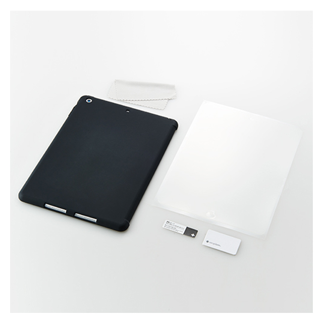 【iPad Air(第1世代) ケース】スマートカバー対応 抗菌シリコンケースセット(ブラック)サブ画像