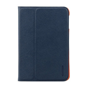 【iPad mini3/2/1 ケース】LeatherLook Classic with Front cover (ネイビーブルー/バレンシアオレンジ)