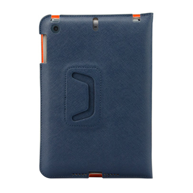 【iPad mini3/2/1 ケース】LeatherLook Classic with Front cover (ネイビーブルー/バレンシアオレンジ)サブ画像
