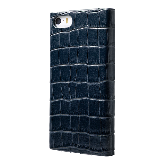 【iPhone5s/5 ケース】Crocodile type Leather Case ネイビーブルーサブ画像