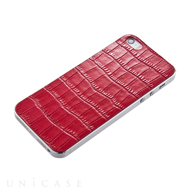 【iPhone5s/5 スキンシール】Crocodile type Leather Panel レッド