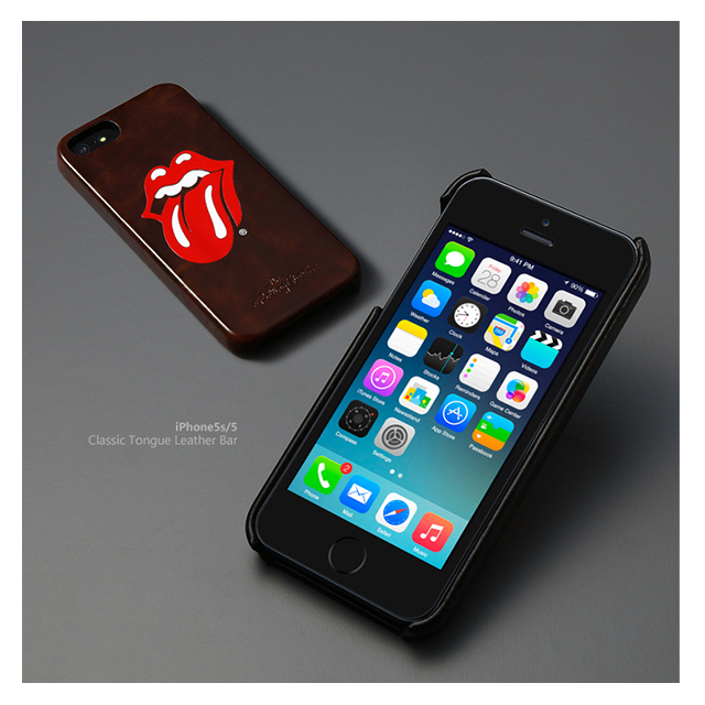 【iPhoneSE(第1世代)/5s/5 ケース】Rolling Stones Classic Tongue Leather Bar (ブラック)サブ画像