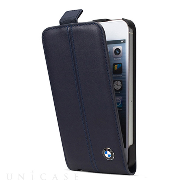 【iPhone5s/5 ケース】BMW Genuine Leather Flap Case (Dark Blue)