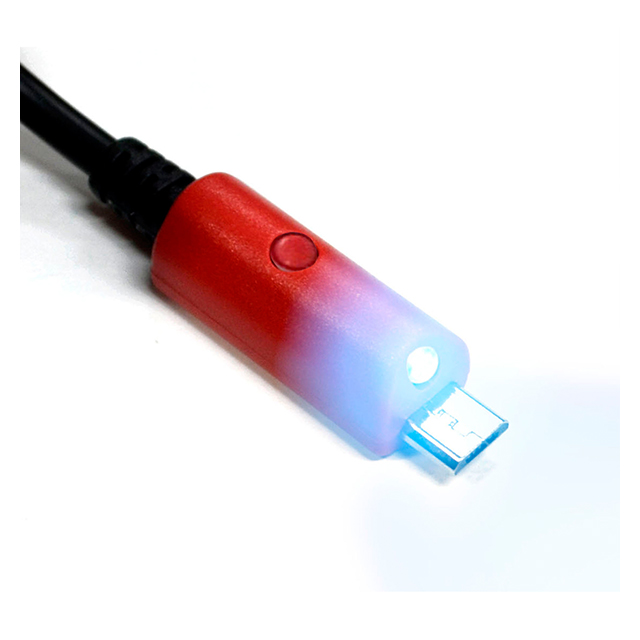 青色LEDライト付2.4A出力対応microUSB充電専用ケーブル 50cm ホワイトサブ画像