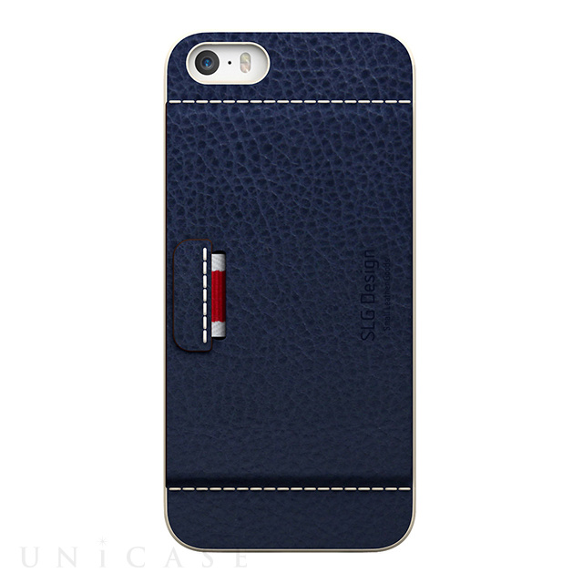 【iPhoneSE(第1世代)/5s/5 ケース】D6 Italian Minerva Box Leather Card Pocket Bar (ネイビー)