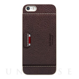 【iPhoneSE(第1世代)/5s/5 ケース】D6 Italian Minerva Box Leather Card Pocket Bar (チョコ)