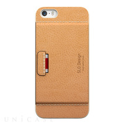【iPhoneSE(第1世代)/5s/5 ケース】D6 Italian Minerva Box Leather Card Pocket Bar (タンブラウン)