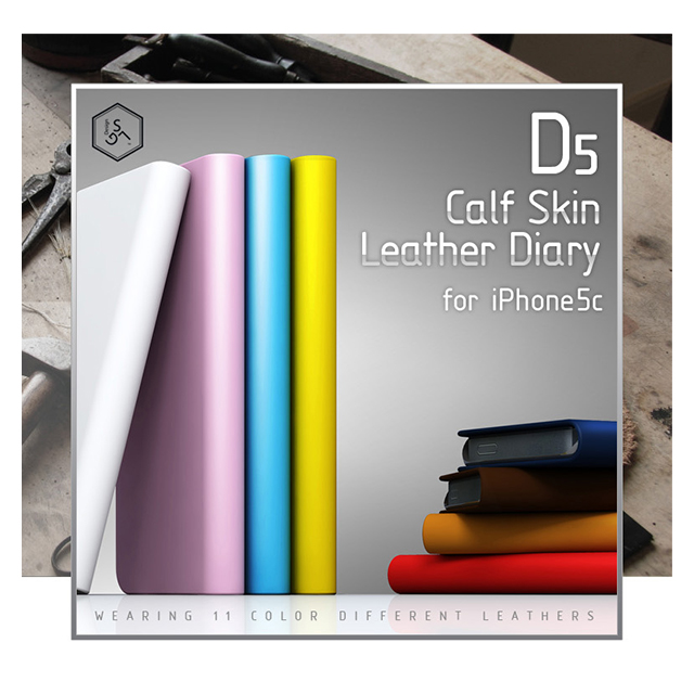 【iPhone5c ケース】D5 Calf Skin Leather Diary (ホワイト)サブ画像