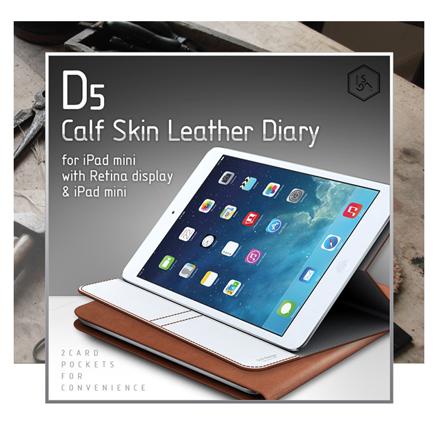 【iPad mini3/2/1 ケース】D5 Calf Skin Leather Diary (ホワイト)サブ画像