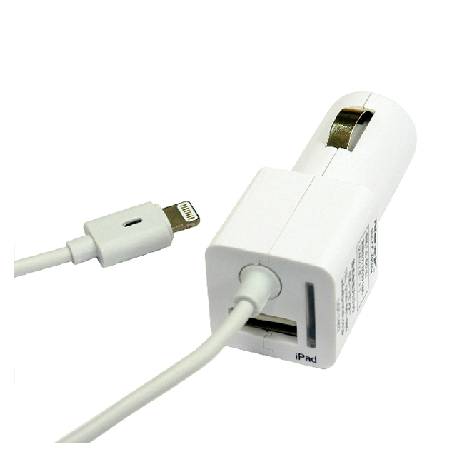 USBポート搭載 Lightningカーチャージャー (ホワイト)サブ画像