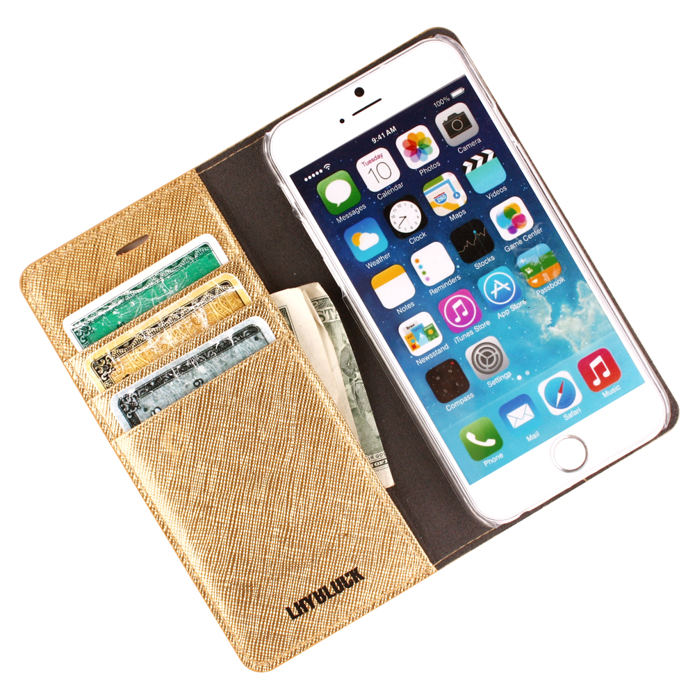 【iPhone6s/6 ケース】Saffiano Flip Case (ゴールド)サブ画像