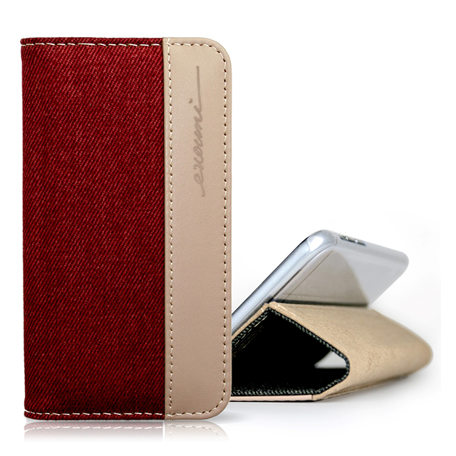 【iPhone6s/6 ケース】Fashion Wallet Twilled Denim Redサブ画像