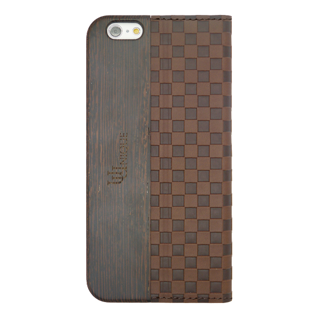 【iPhone6s/6 ケース】Wooden Case with Checker Emboss Brownサブ画像