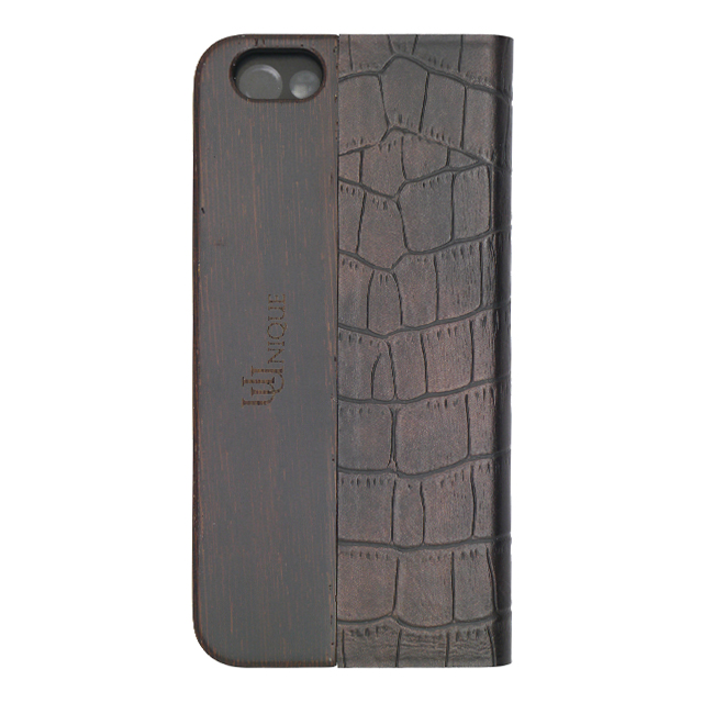 【iPhone6s/6 ケース】Wooden Case with Maxi Croc Brownサブ画像