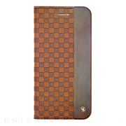 【iPhone6s/6 ケース】Wooden Case with Checker Emboss Brown