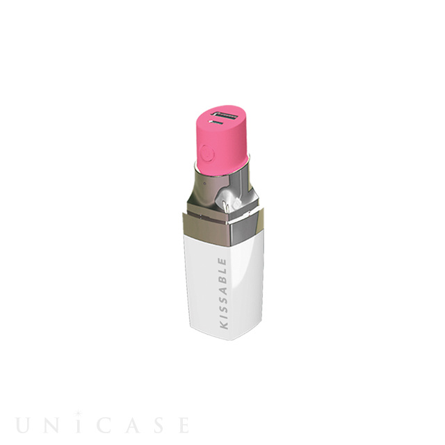 リップスティック型モバイル充電器 (ホワイト/ピンク)