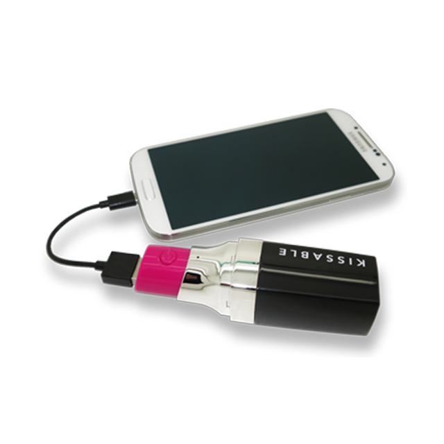 リップスティック型モバイル充電器 (ホワイト/ピンク)サブ画像