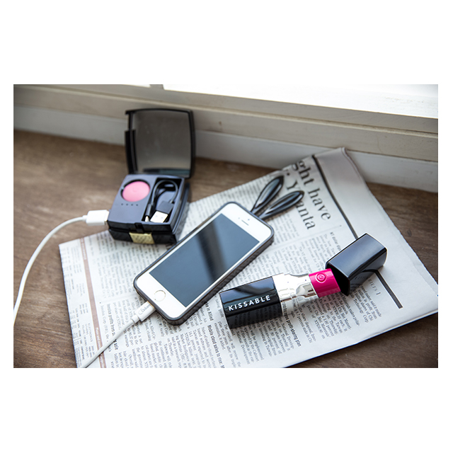 コンパクト型モバイル充電器 (ホワイト/ピンク)サブ画像
