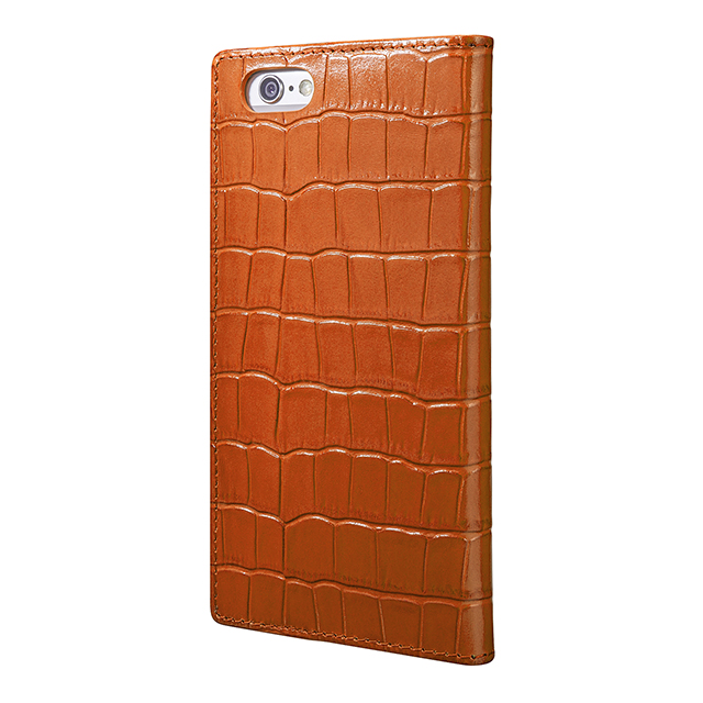 【iPhone6s/6 ケース】Croco Patterned Full Leather Case (Tan)サブ画像