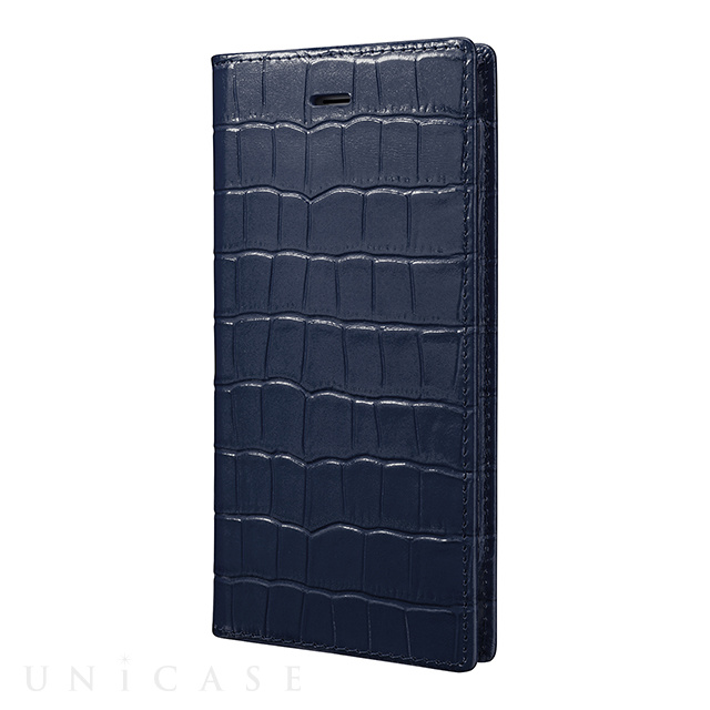 【iPhone6s/6 ケース】Croco Patterned Full Leather Case (Navy)