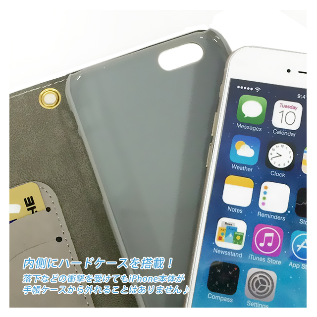 【iPhone6s/6 ケース】Collabone Folioケース 大きな水色お花サブ画像