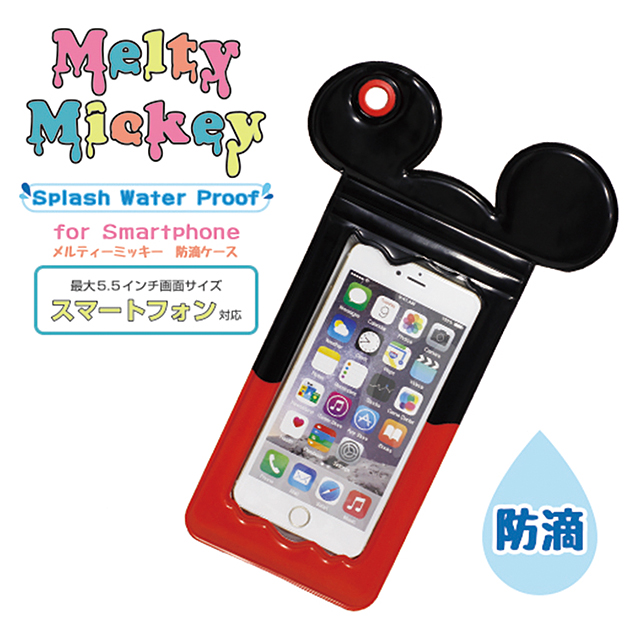 【スマホポーチ】ディズニーキャラクター/Melty Mickey 防滴ケース(ブラック×レッド)サブ画像