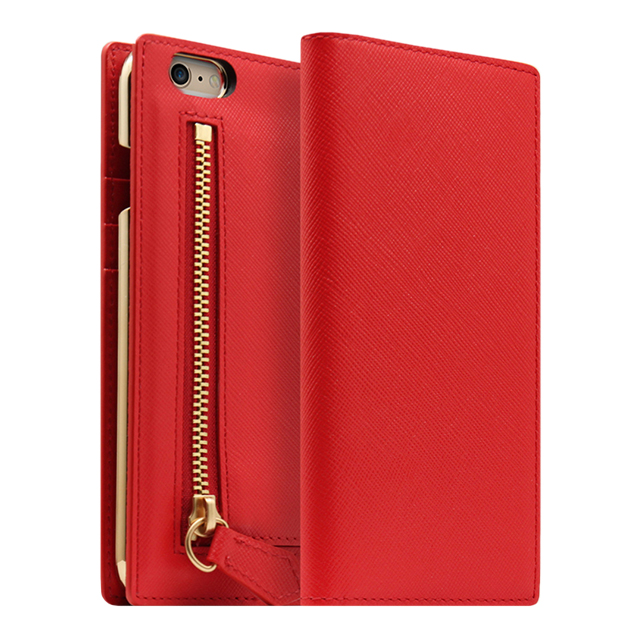 【iPhone6s/6 ケース】Saffiano Zipper Case (レッド)サブ画像