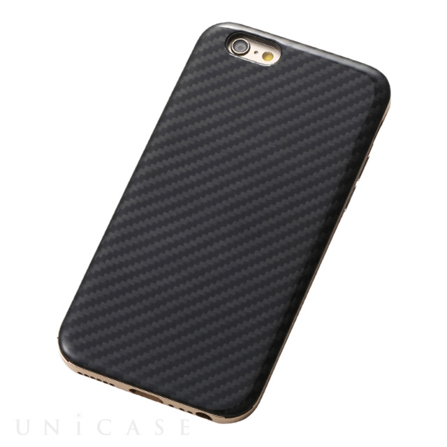 【iPhone6s/6 ケース】Hybrid Case UNIO (Kevler Black + アルミゴールド)