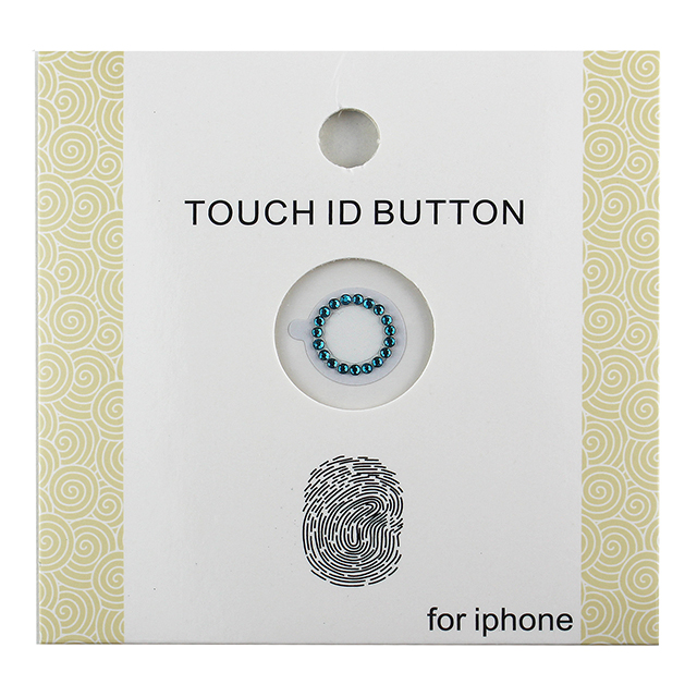 指紋認証対応Touch ID用ホームボタン保護シール キラキラ ラインストーンつき(ブルー/ホワイト)サブ画像