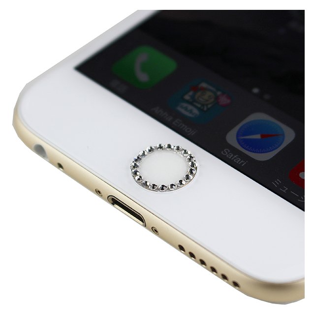 指紋認証対応Touch ID用ホームボタン保護シール キラキラ ラインストーンつき(シルバー/ホワイト)サブ画像