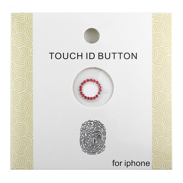 指紋認証対応Touch ID用ホームボタン保護シール キラキラ ラインストーンつき(レッド/ホワイト)サブ画像
