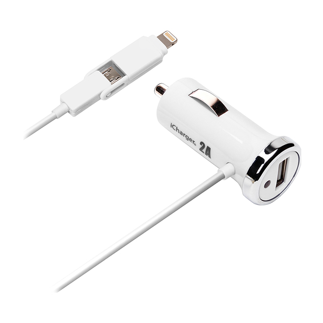 Lightning＋micro USBツインコネクタ DC充電器 USBポート付 (ホワイト)サブ画像