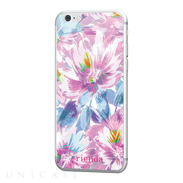 【iPhone6s/6 フィルム】rienda×CRYSTAL ARMOR 背面ガラス Bright flower (ピンク)