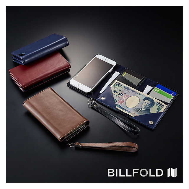 【iPhoneSE(第3/2世代)/8/7/6s/6 ケース】Billfold フリップノートカードケース (ワインレッド)サブ画像