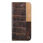 【iPhone8/7 ケース】Lux croc folio hard shell Brown