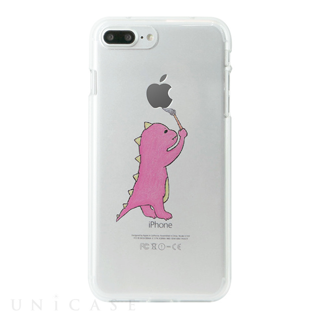 【iPhone7 Plus ケース】ソフトクリアケース (お絵かきザウルス/ピンク)