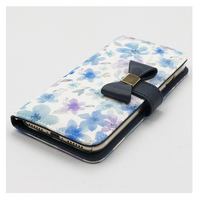 【iPhoneSE(第3/2世代)/8/7/6s/6 ケース】Flower Series wallet case for iPhone7/6s/6(Watery Blue）サブ画像
