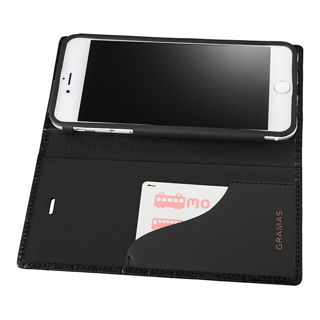【iPhone8 Plus/7 Plus ケース】Croco Patterned Full Leather Case (Black)サブ画像
