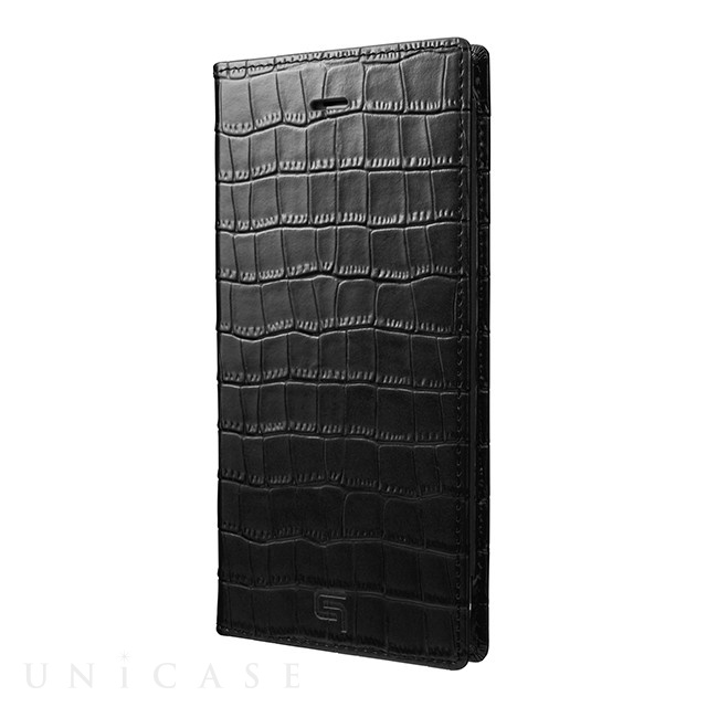 【iPhone8 Plus/7 Plus ケース】Croco Patterned Full Leather Case (Black)