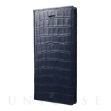 【iPhone8 Plus/7 Plus ケース】Croco Patterned Full Leather Case (Navy)