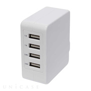 AC USB充電器 USB×4 合計5.1A出力 スイングプラグ (ホワイト)