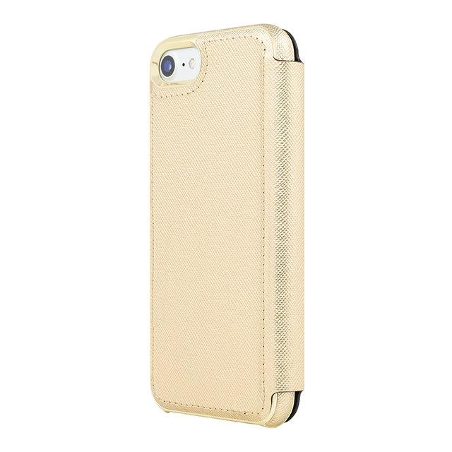 【iPhoneSE(第2世代)/8/7 ケース】Folio Case (Saffiano Gold/Gold Logo Plate)サブ画像