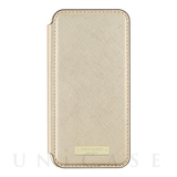 【iPhoneSE(第2世代)/8/7 ケース】Folio Case (Saffiano Gold/Gold Logo Plate)