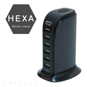 HEXA Metallic coated 6ポート デスクトップUSB-ACチャージャー (メタルブラック)