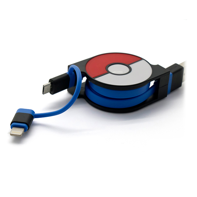 2in1 Retractable USB Cable with Lightning ＆ micro USB POKEMON version 70cm (Blue)サブ画像