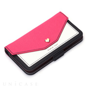 【iPhoneXS/X ケース】フリップカバー スクエア型ポケット (ピンク)