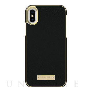 【iPhoneX ケース】Wrap Case (Saffiano Black/Gold Logo Plate)